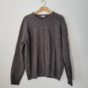 C&A Canda Woolmark 100% Lambswool Sweater — Men’s XL Gray/Brown Heather V-Neck